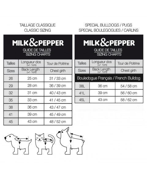 T-shirt pour chien Yoan Milk & Pepper — Marine, style & baluchon