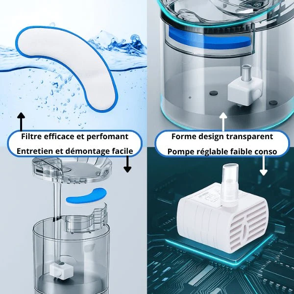 Filtre fontaine chat à robinet - Crystalis™ : Eau cristalline