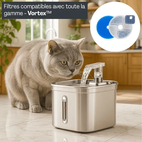 Filtre fontaine eau pour chat - Vortex™ : Ultra-filtrant