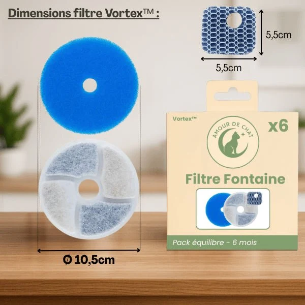 Filtre fontaine eau pour chat - Vortex™ : Ultra-filtrant