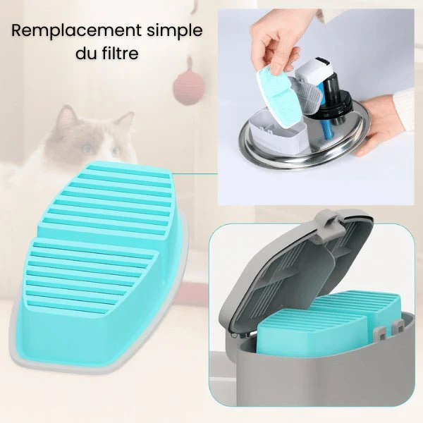 Filtre fontaine a eau pour chat - Vinox™ : Eau filtrée