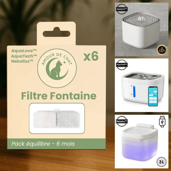 Filtre fontaine chat AquaLove™ AquaTech™ Nekoliss™ : Eau pure