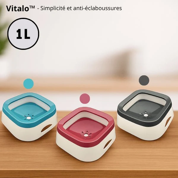 Gamelle eau chat - Vitalo™ : Anti-éclaboussures 1 L