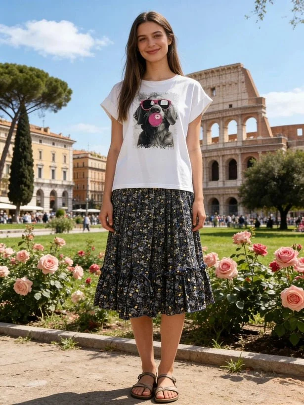 T-shirt imprimé chien golden retriever femme chic & fun
