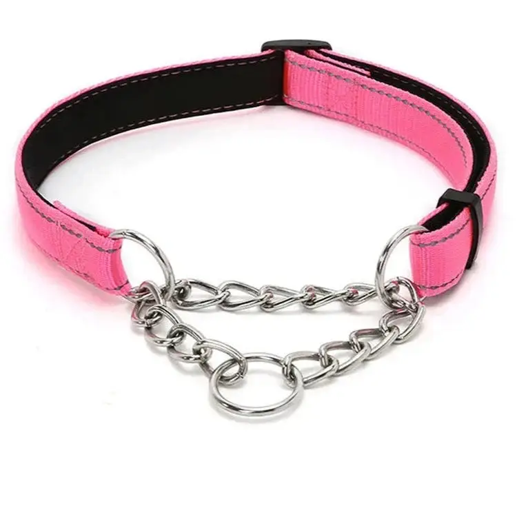 Collier étrangleur chien en nylon rose