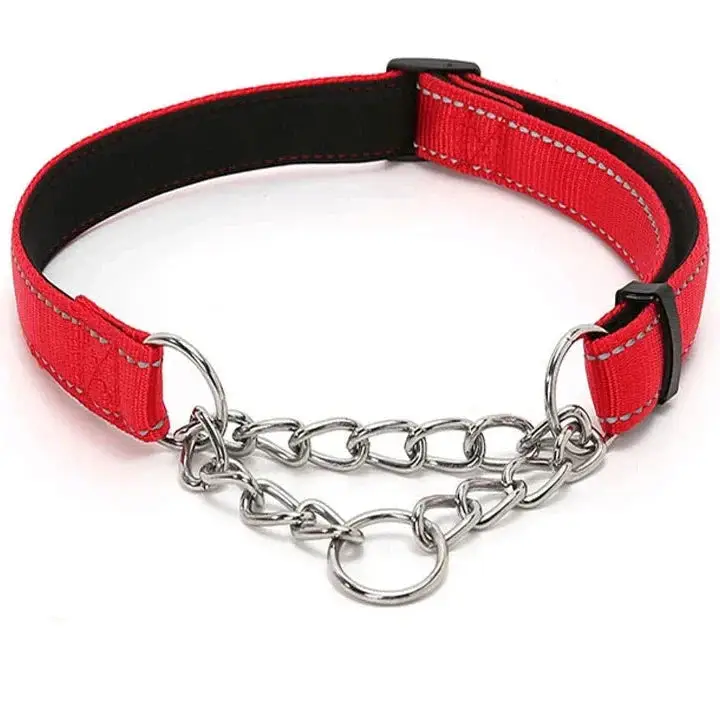 Collier étrangleur chien en nylon rouge