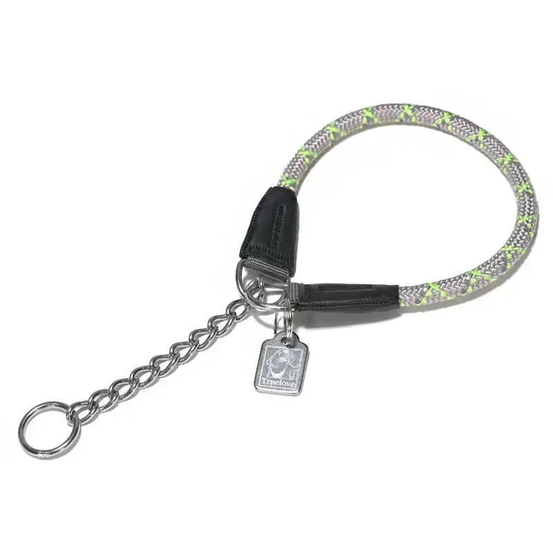 Collier étrangleur chien style corde gris et vert