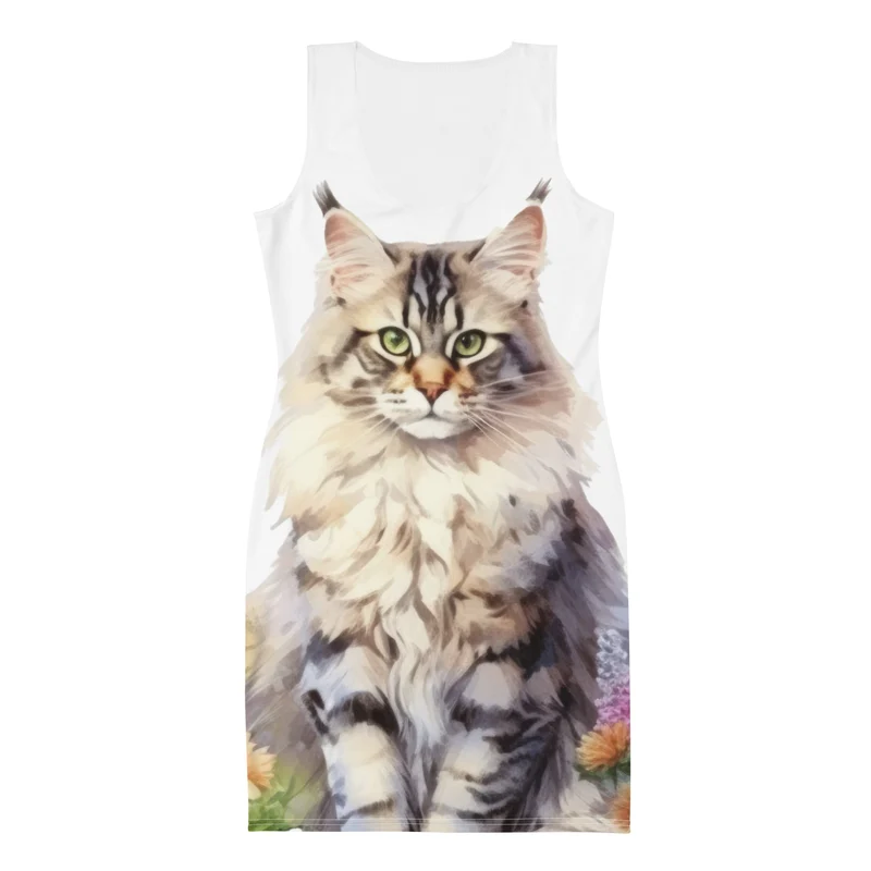 Robe Coupée et Cousue par Sublimation Maine Coon