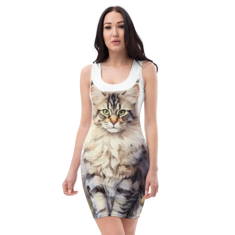 Robe Coupée et Cousue par Sublimation Maine Coon