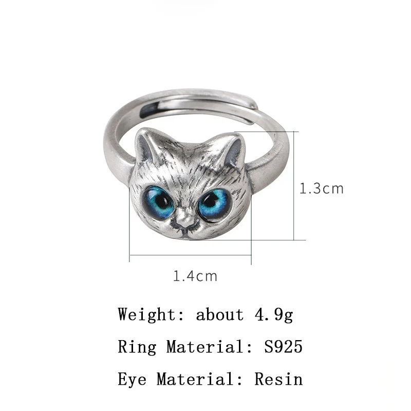 Bague chat faché en argent