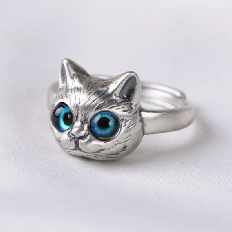 Bague chat faché en argent