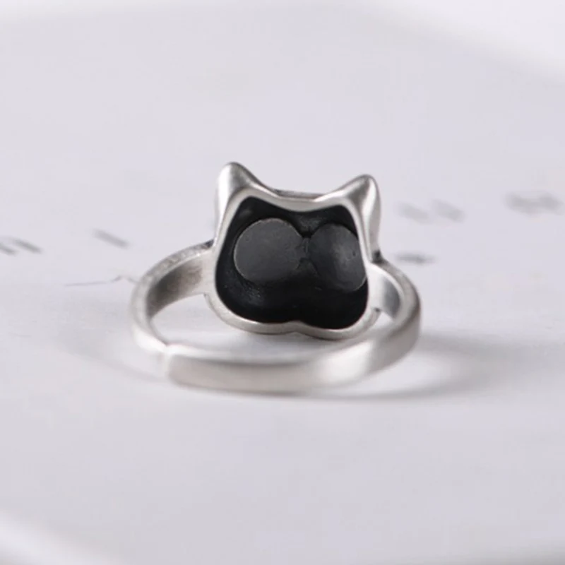 Bague chat faché en argent