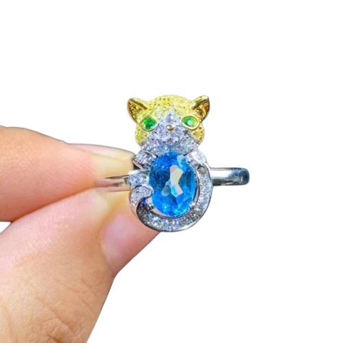 Bague Chat Argent Topaze
