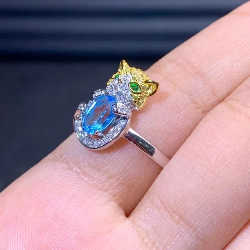 Bague Chat Argent Topaze