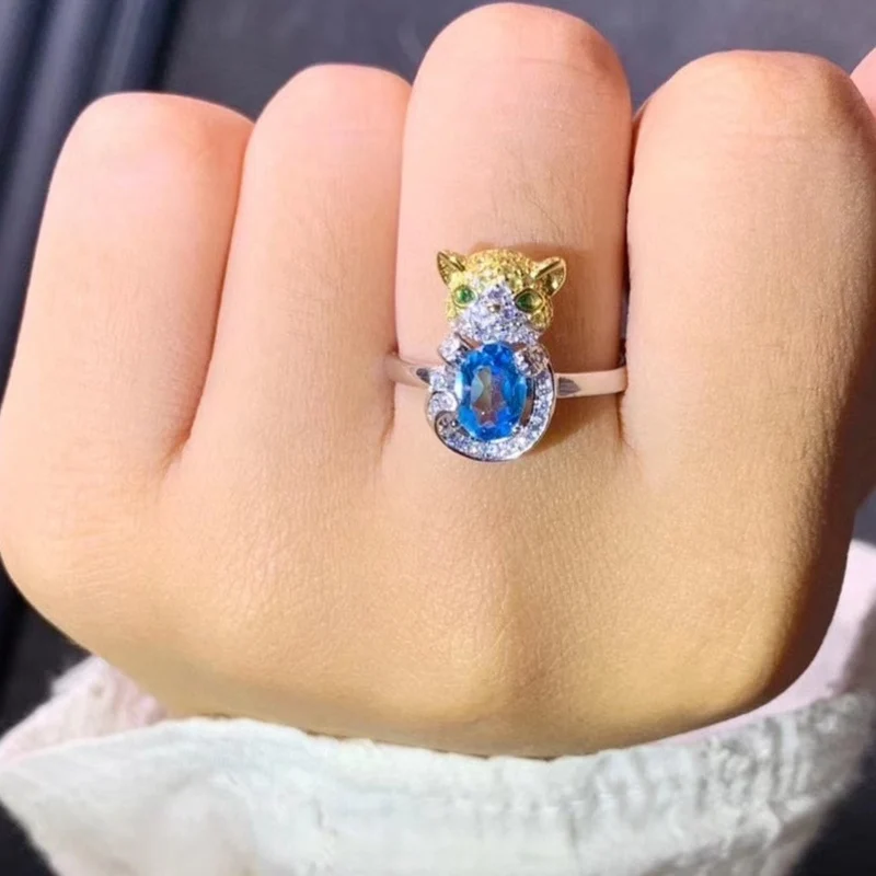 Bague Chat Argent Topaze
