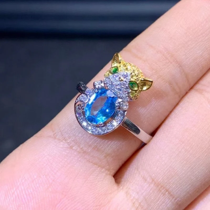 Bague Chat Argent Topaze