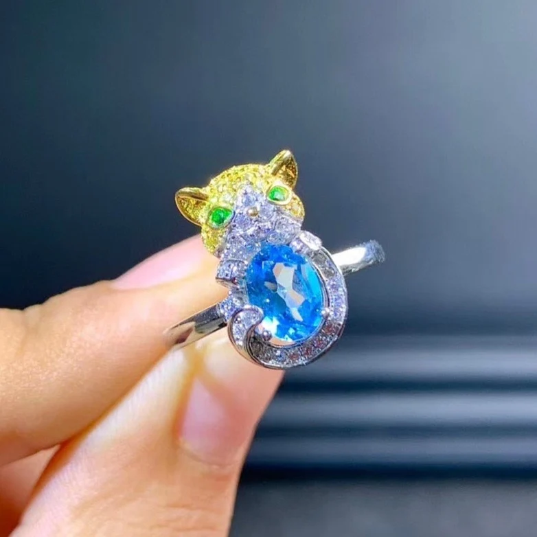 Bague Chat Argent Topaze