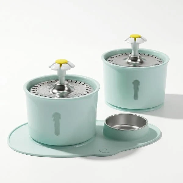 Fontaine eau chat cascade avec gamelle - Hydroflor™