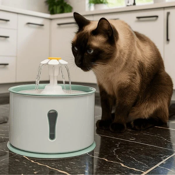 Fontaine eau chat cascade avec gamelle - Hydroflor™