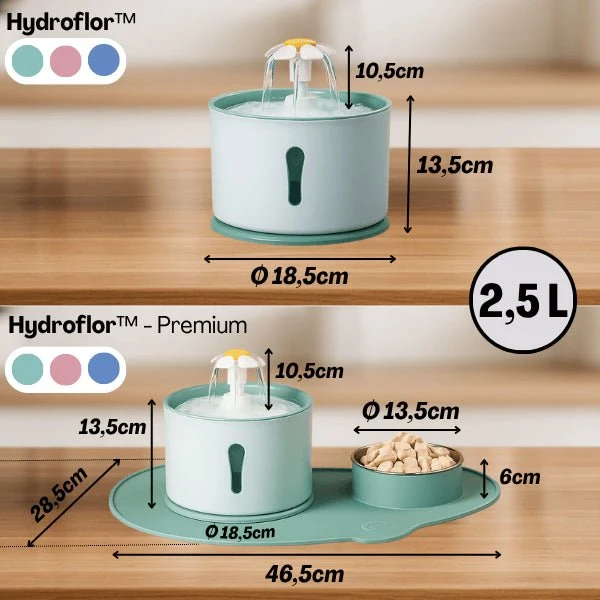 Fontaine eau chat cascade avec gamelle - Hydroflor™