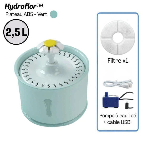 Fontaine eau chat cascade avec gamelle - Hydroflor™