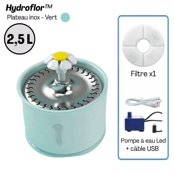 Fontaine eau chat cascade avec gamelle - Hydroflor™