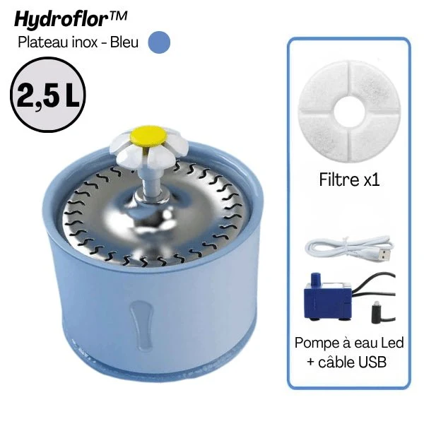 Fontaine eau chat cascade avec gamelle - Hydroflor™