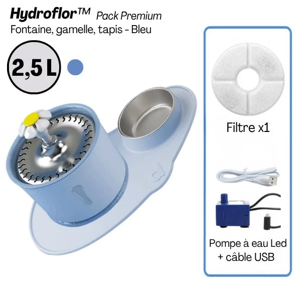 Fontaine eau chat cascade avec gamelle - Hydroflor™