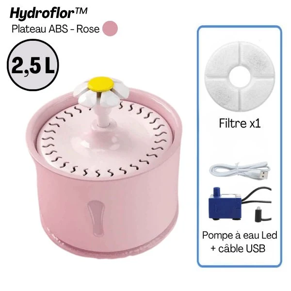 Fontaine eau chat cascade avec gamelle - Hydroflor™