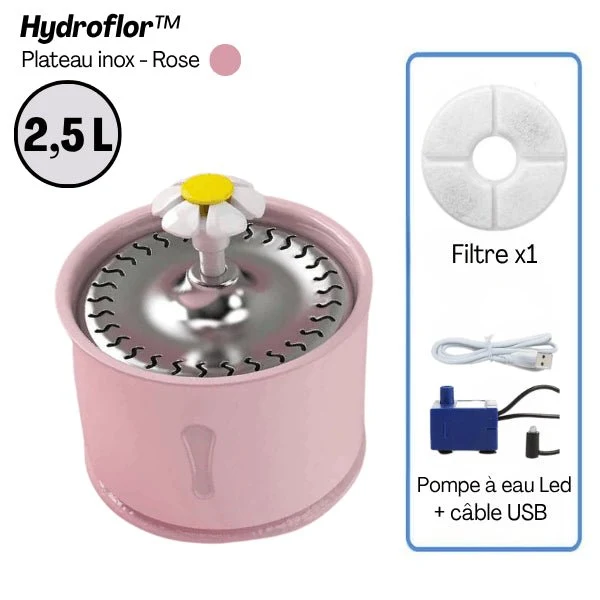 Fontaine eau chat cascade avec gamelle - Hydroflor™