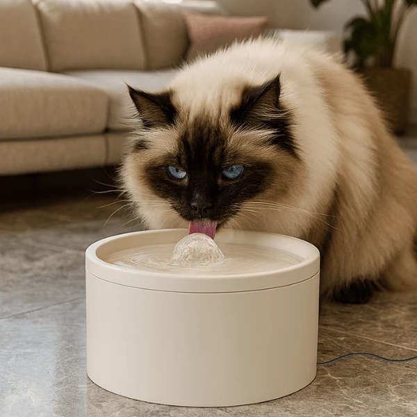 Fontaine à eau pour chat céramique silencieuse : CrystalPaws™