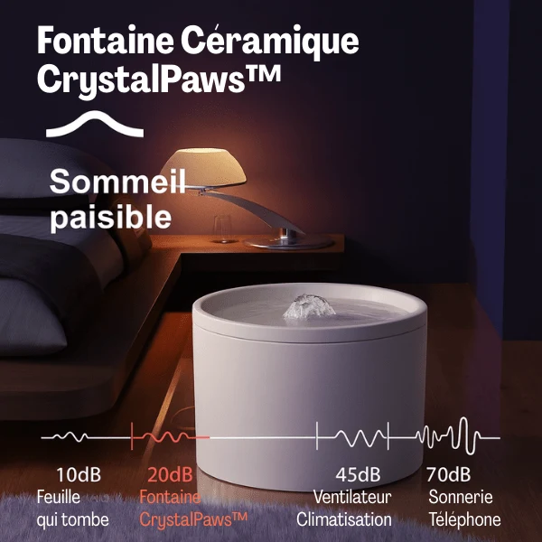 Fontaine à eau pour chat céramique silencieuse : CrystalPaws™