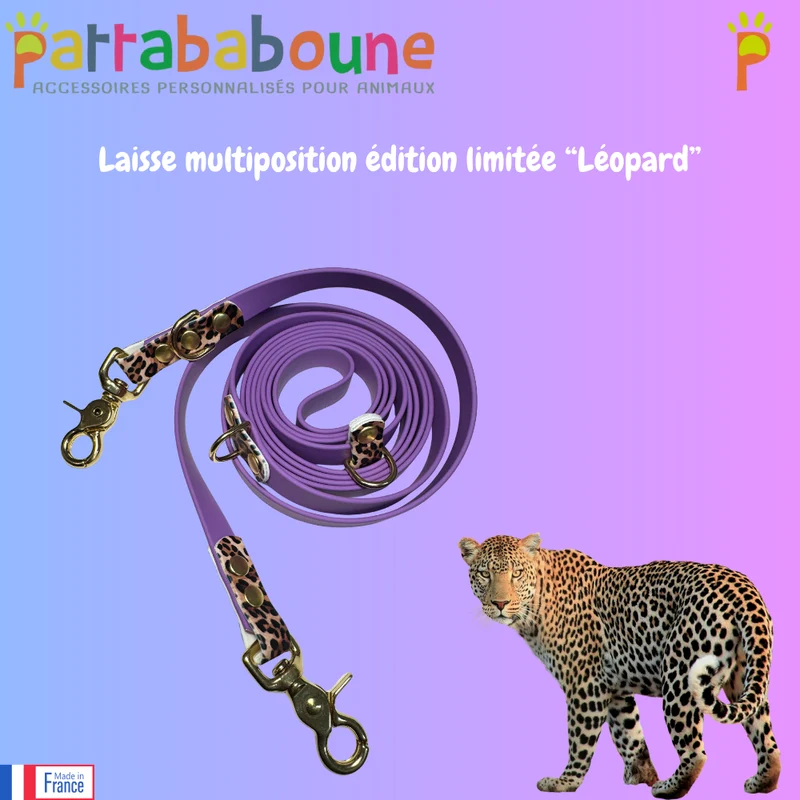 Laisse multiposition édition limitée "Léopard" - Biothane 16 mm