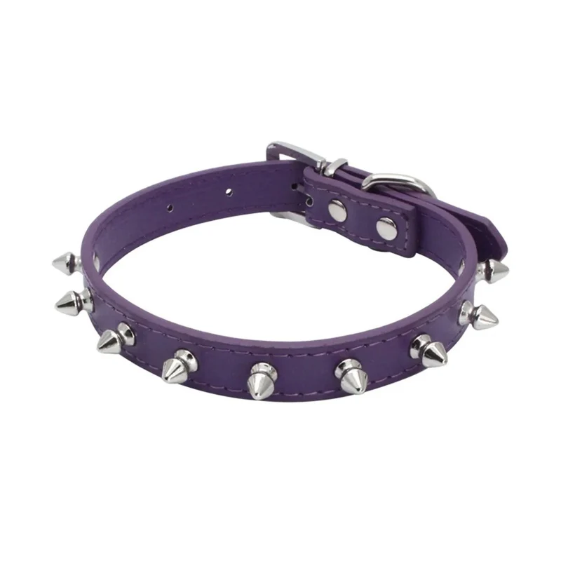 Collier chien cuir violet