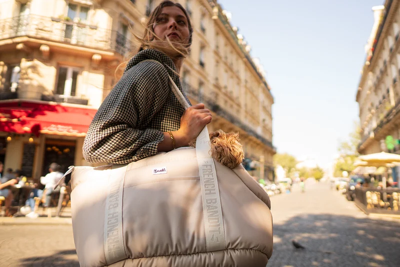 Sac pour chien, motif uni crème