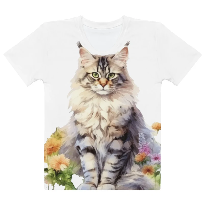 T-shirt aquarelle Maine Coon