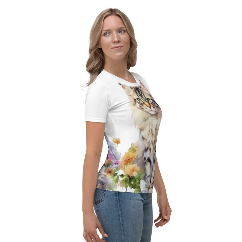 T-shirt aquarelle Maine Coon