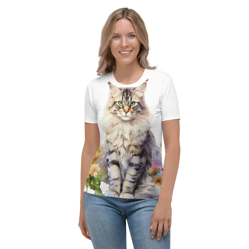 T-shirt aquarelle Maine Coon