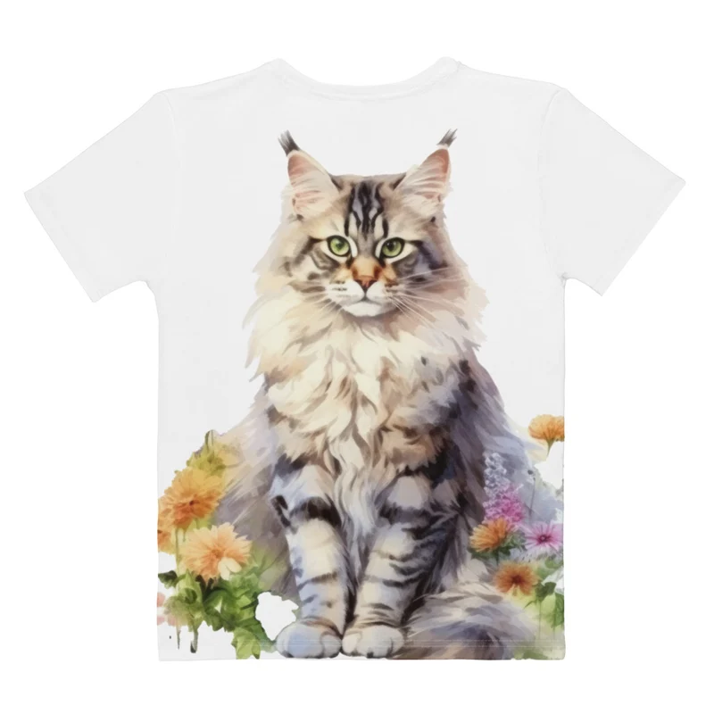 T-shirt aquarelle Maine Coon
