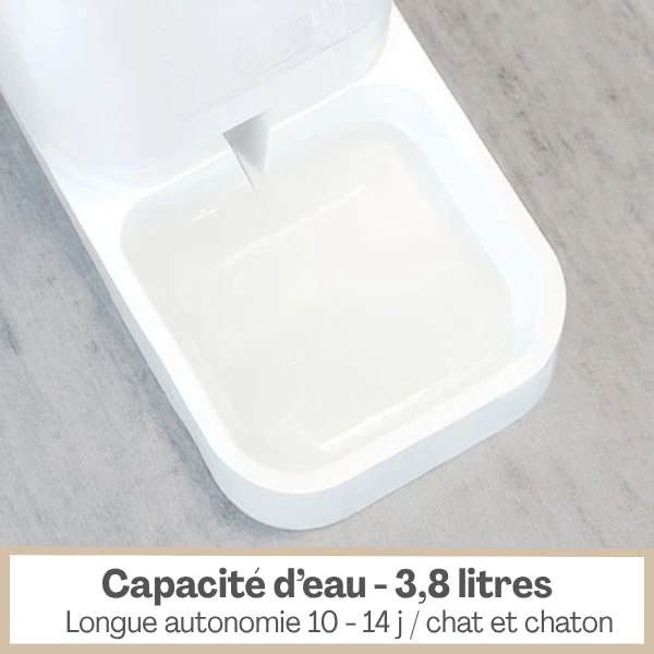 Distributeur eau chat - DesignFlow™ : Sans fil sans électricité 3,8 L