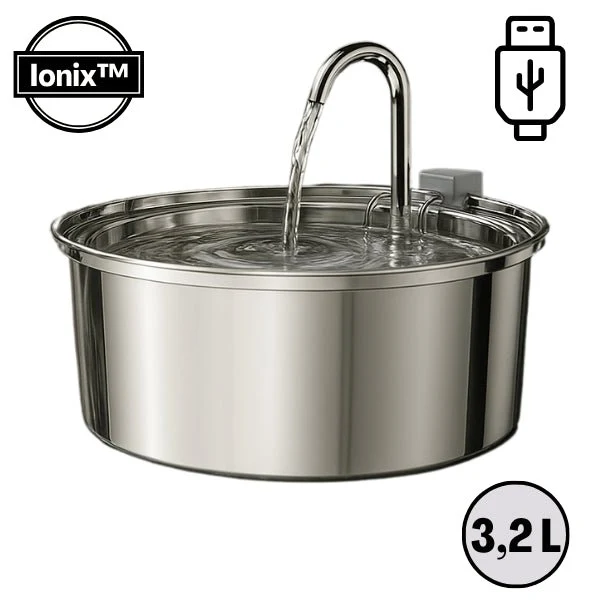 Fontaine à eau chat en inox à robinet continu – Ionix™