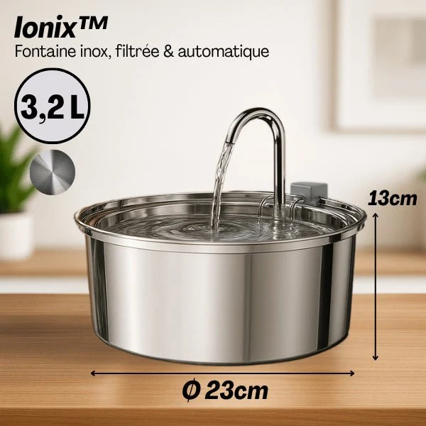 Fontaine à eau chat en inox à robinet continu – Ionix™