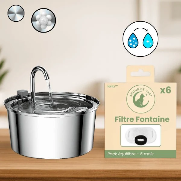 Fontaine à eau chat en inox à robinet continu – Ionix™