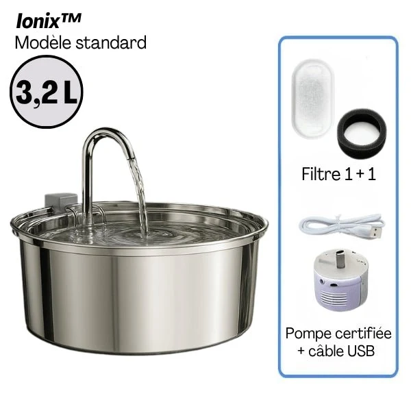 Fontaine à eau chat en inox à robinet continu – Ionix™