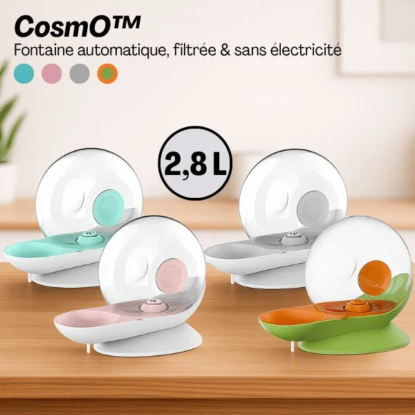 Fontaine à eau chat sans électricité - CosmO™ : Design et filtrée