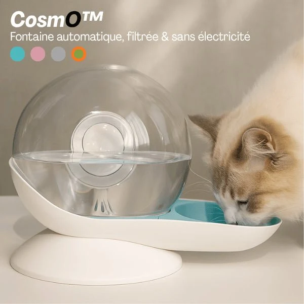 Fontaine à eau chat sans électricité - CosmO™ : Design et filtrée