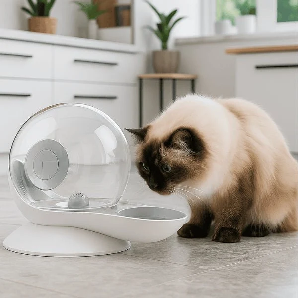 Fontaine à eau chat sans électricité - CosmO™ : Design et filtrée