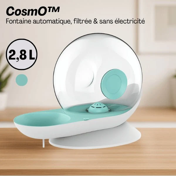 Fontaine à eau chat sans électricité - CosmO™ : Design et filtrée