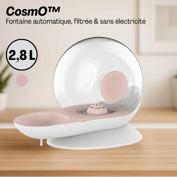 Fontaine à eau chat sans électricité - CosmO™ : Design et filtrée