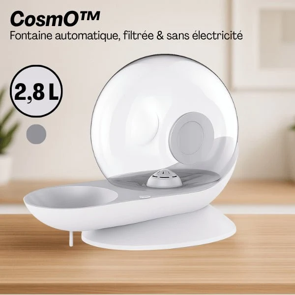 Fontaine à eau chat sans électricité - CosmO™ : Design et filtrée